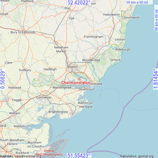 Chelmondiston on map