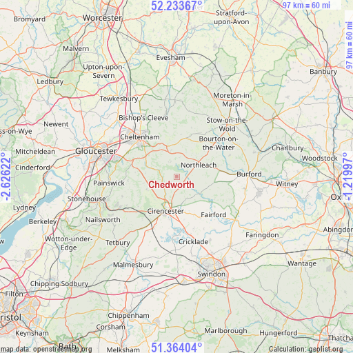 Chedworth on map