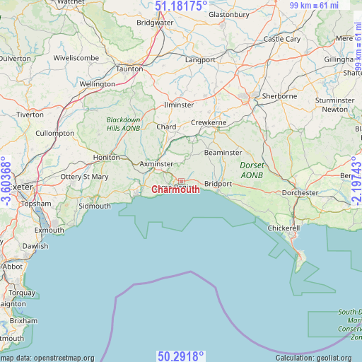 Charmouth on map