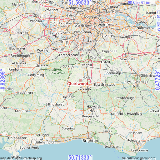 Charlwood on map