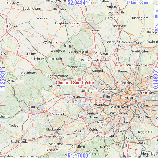 Chalfont Saint Peter on map