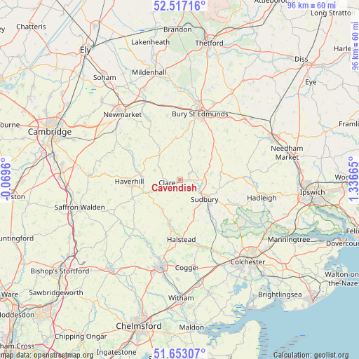 Cavendish on map