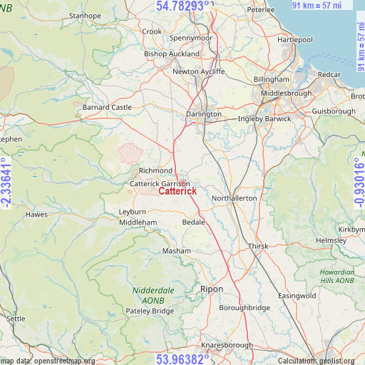 Catterick on map