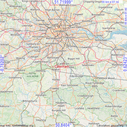 Caterham on map