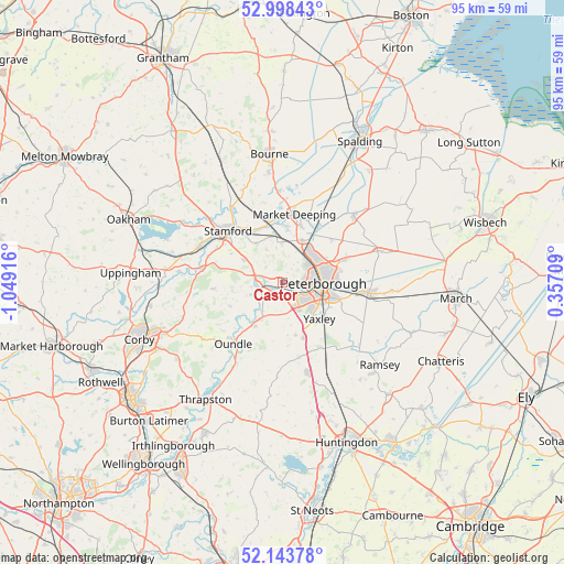 Castor on map