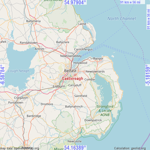 Castlereagh on map