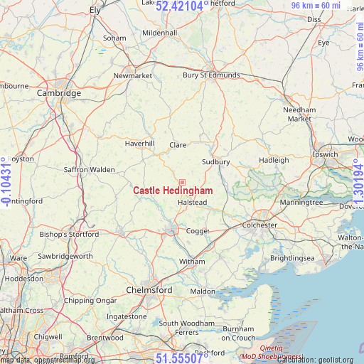 Castle Hedingham on map