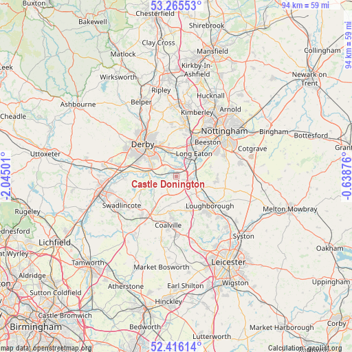 Castle Donington on map