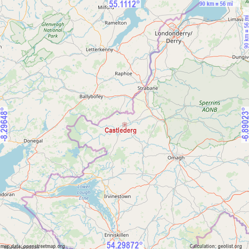Castlederg on map