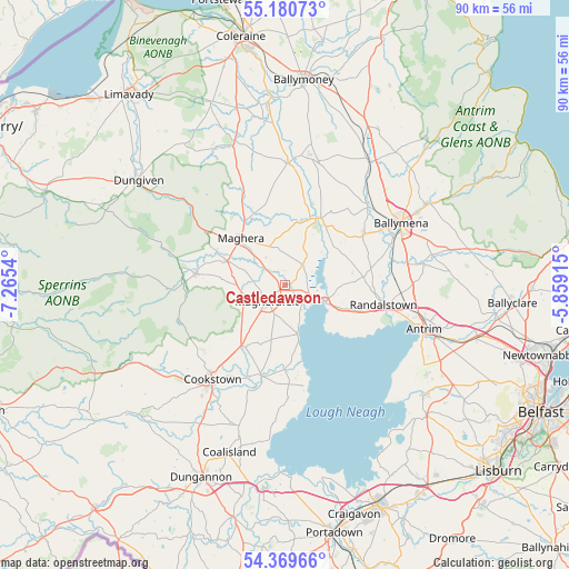 Castledawson on map
