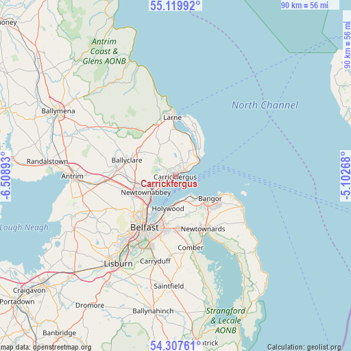 Carrickfergus on map