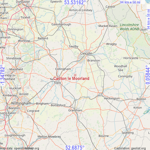 Carlton le Moorland on map