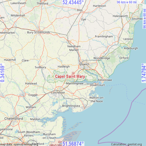 Capel Saint Mary on map