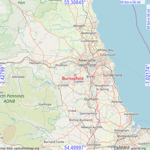 Burnopfield on map