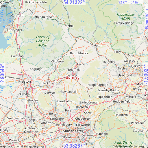 Burnley on map
