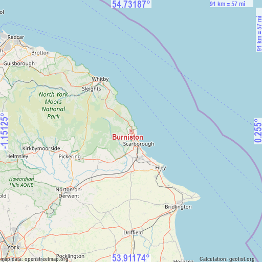 Burniston on map