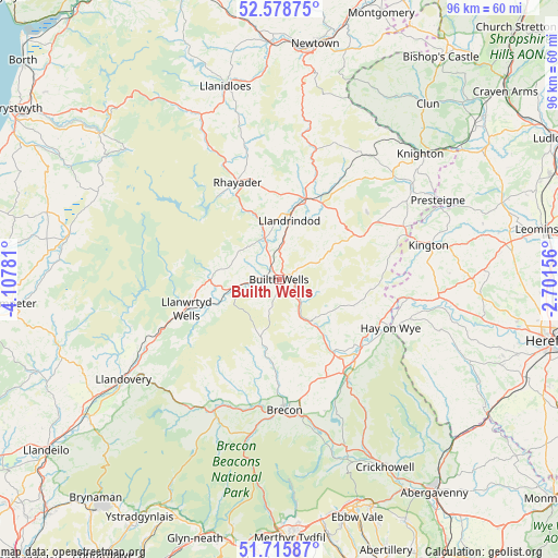 Builth Wells on map