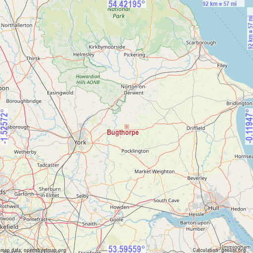 Bugthorpe on map