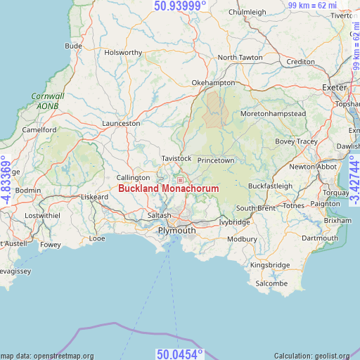 Buckland Monachorum on map