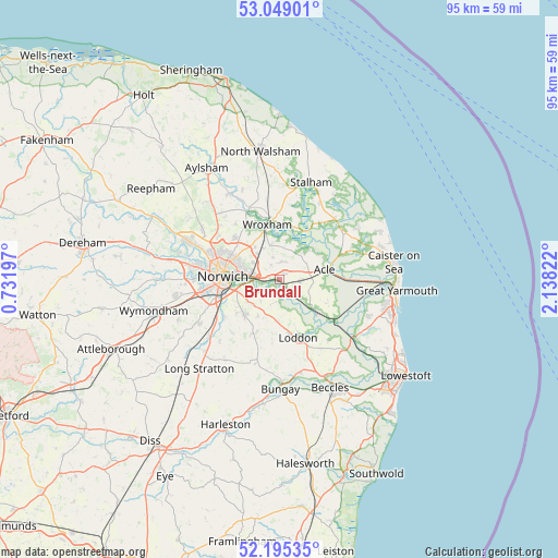 Brundall on map