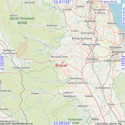 Brignall on map