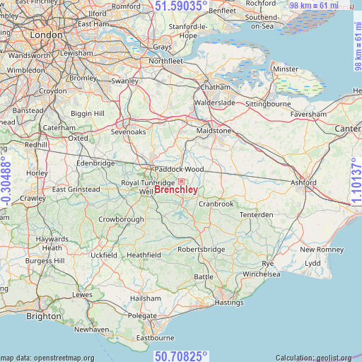 Brenchley on map