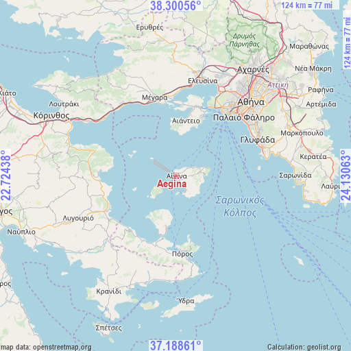 Aegina on map