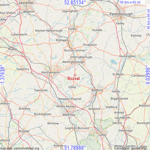 Bozeat on map