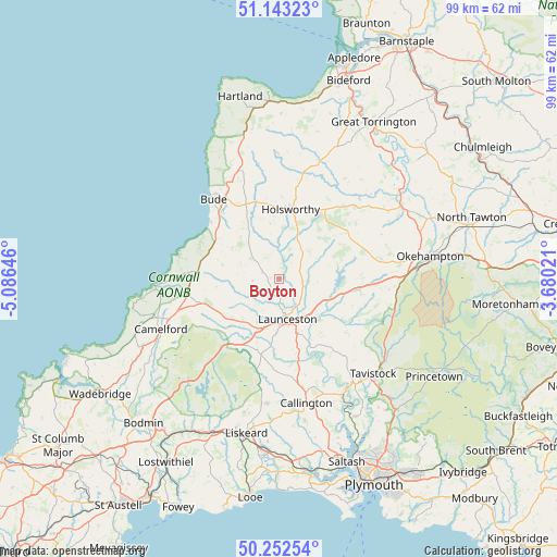 Boyton on map