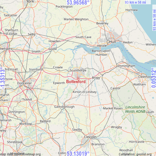 Bottesford on map
