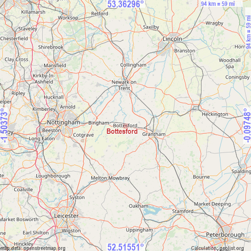 Bottesford on map