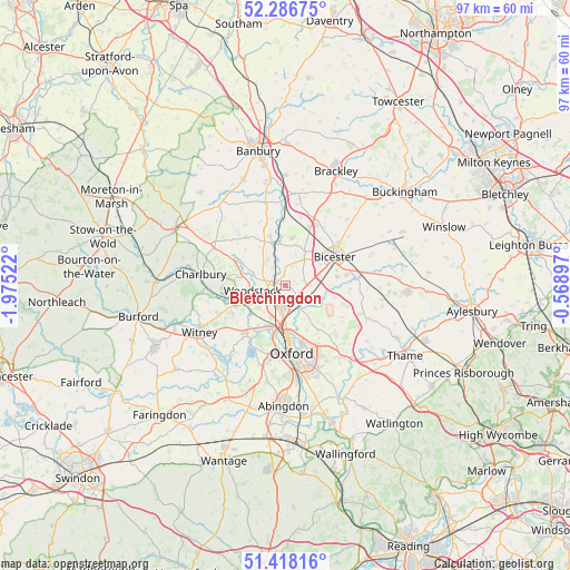 Bletchingdon on map