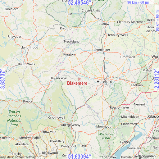 Blakemere on map