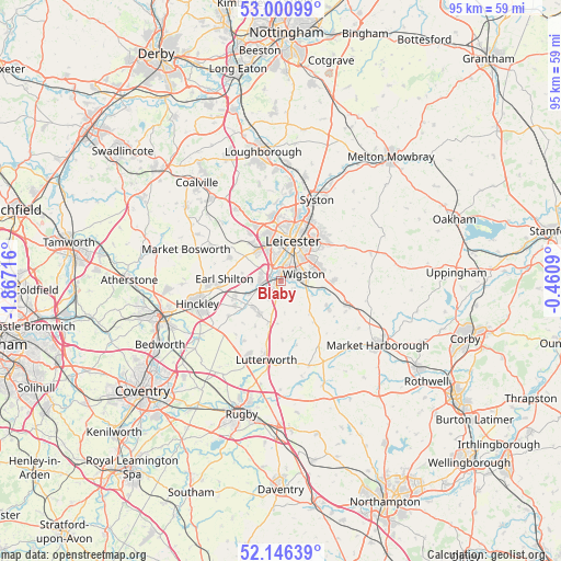Blaby on map