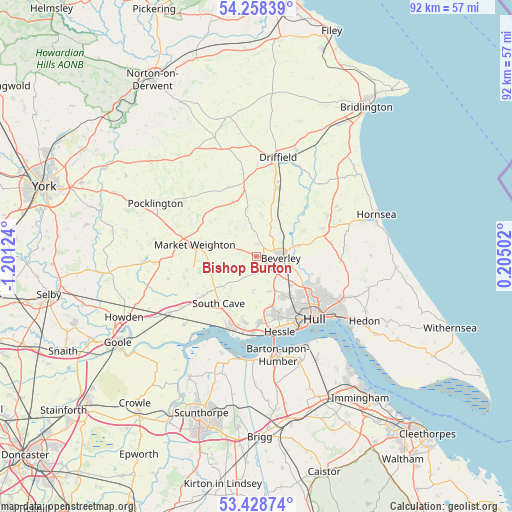 Bishop Burton on map