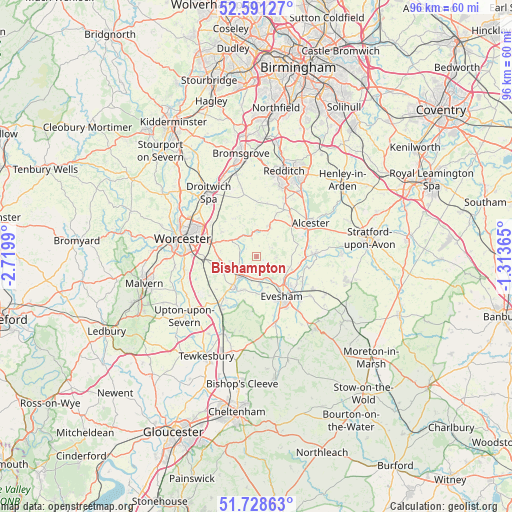 Bishampton on map