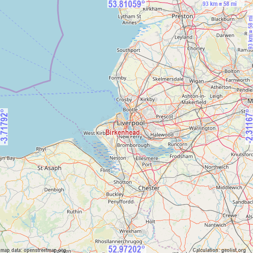 Birkenhead on map