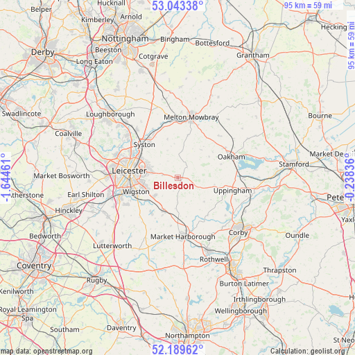 Billesdon on map