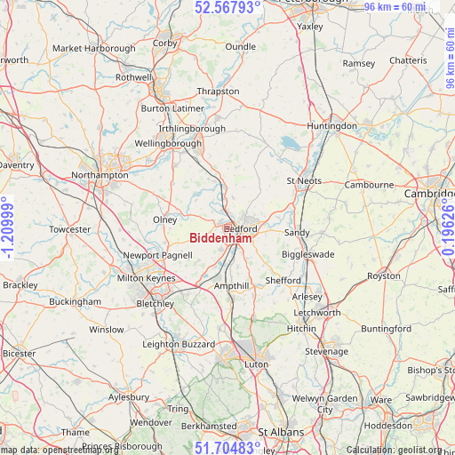 Biddenham on map