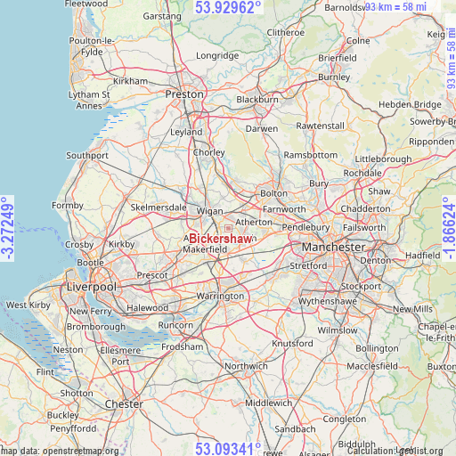 Bickershaw on map
