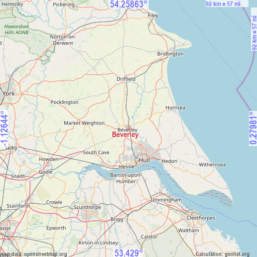 Beverley on map