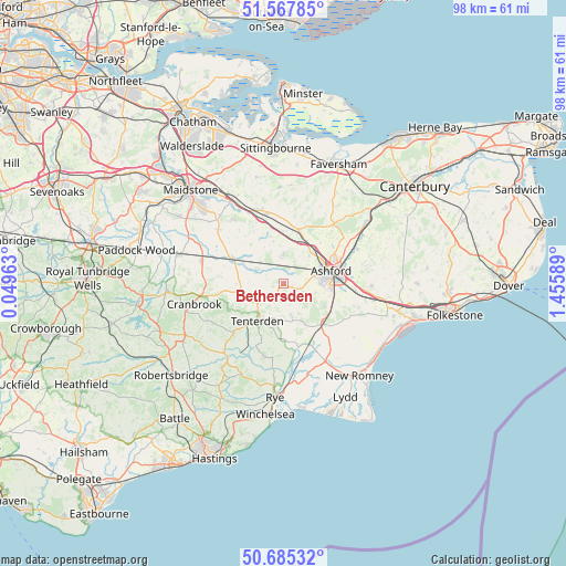 Bethersden on map