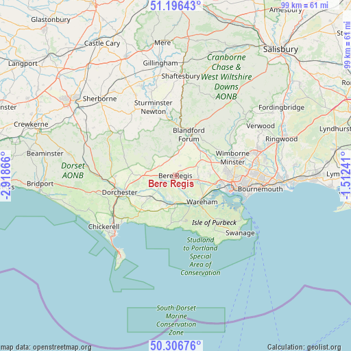 Bere Regis on map