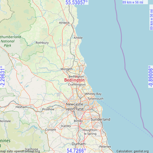 Bedlington on map