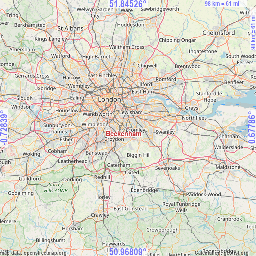 Beckenham on map