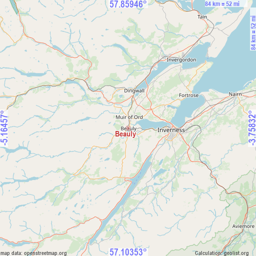 Beauly on map