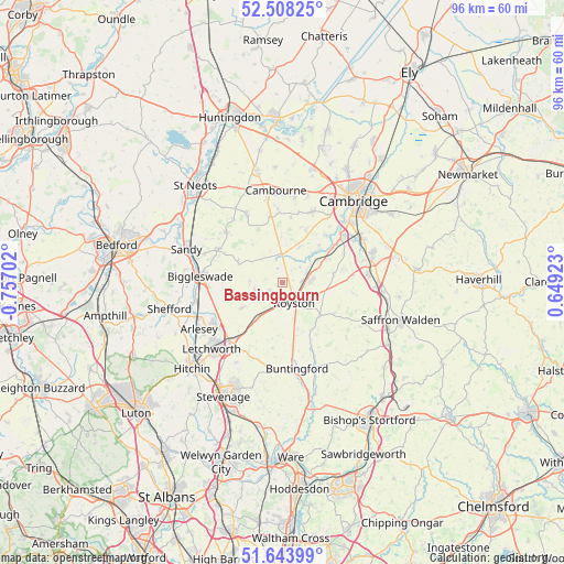 Bassingbourn on map