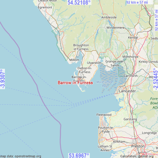 Barrow in Furness on map