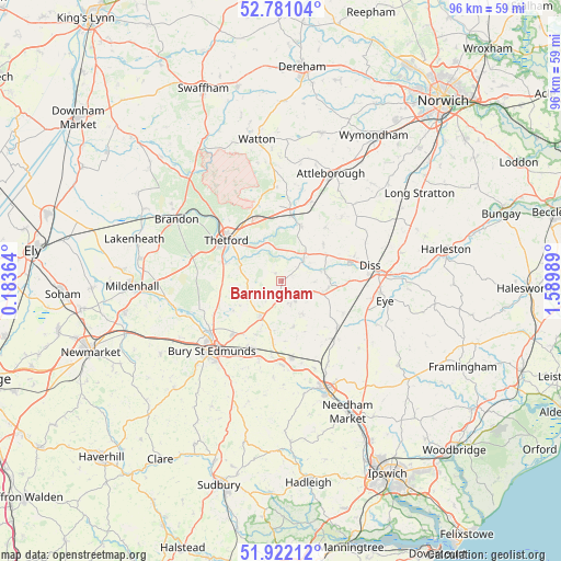 Barningham on map