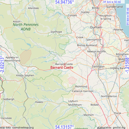 Barnard Castle on map